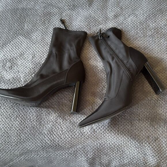 Zara Black Pointed‎ Toe Sock Style Ankle Boots Size 41 US 10.5 - Picture 12 of 12